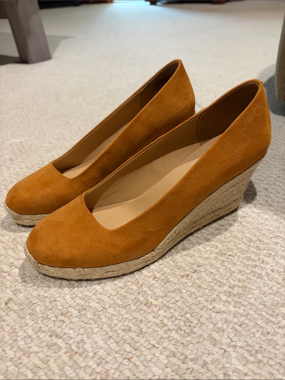 J. Crew Suede Espadrille Wedge Pumps in Cognac